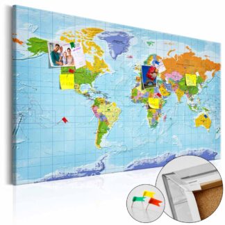 ARTGEIST Countries Flags verdenskort billede - multifarvet print på kork, 2 størrelser 90x60