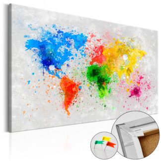 ARTGEIST Expressionism of the World - Farverigt verdenskort trykt på kork - Flere størrelser 60x40