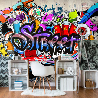 ARTGEIST Fototapet - Street Game, farverig grafitti (flere størrelser) 100x70
