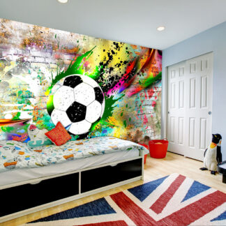ARTGEIST Fototapet - Urban Gameplay, fodbold med farverig baggrund (flere størrelser) 100x70