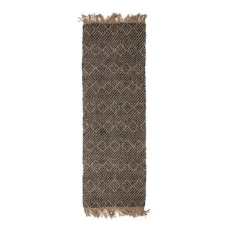 BLOOMINGVILLE Aby gulvtæppe, rektangulært - sort/natur vævet jute (200x70)