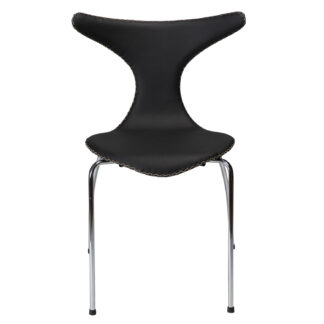 DAN-FORM Dolphin spisebordsstol - sort læder og krom stål