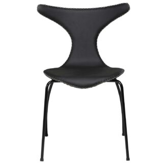 DAN-FORM Dolphin spisebordsstol - sort læder og sort stål
