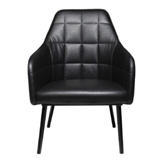 DAN-FORM Embrace loungestol, m. armlæn - vintage sort kunstlæder og sort stål