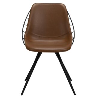 DAN-FORM Sway spisebordsstol - vintage lysebrun kunstlæder og sort stål