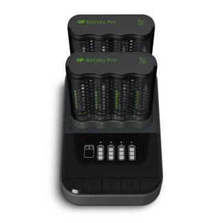 GP ReCyko 2x Pro Speed-oplader (USB) med ladestation D861 og 8 stk. AA 2000 mAh photoflash batterier