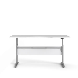 TVILUM Prima hæve sænkebord - hvid og sølvgrå stål, rektangulær (180x90)