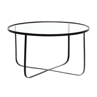 BLOOMINGVILLE Harper sofabord - klar glas/sort jern, rund (Ø80)