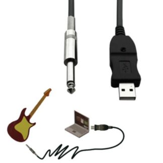 USB til Jack 6.35mm adapter kabel - til guitar mm - Sort