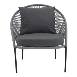 VENTURE DESIGN Lindos udendørs loungestol med hynde - grå med sort stel