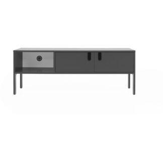 TENZO Uno TV-bord, m. 2 låger, 3 rum og plasthåndtag - grå MDF (137x40)