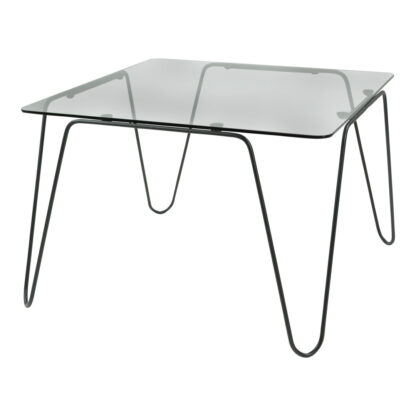 TORNA DESIGN Aramis sidebord, kvadratisk - røget glas og sort stål (58x58)