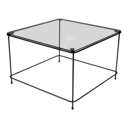TORNA DESIGN Atos sidebord, kvadratisk - røget glas og sort stål (58x58)