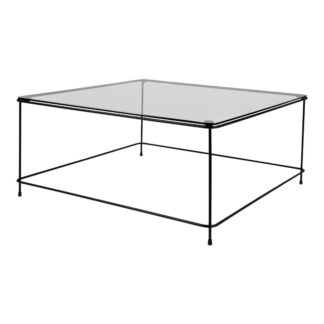TORNA DESIGN Atos sofabord, kvadratisk - røget glas og sort stål (78x78)