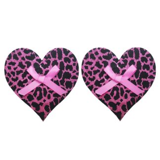 Hjerteformet pink leopard brystvorte skjuler