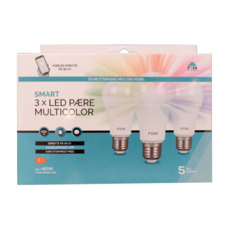 3 stk. Smart home LED pære med flerfarvet lys E27 9W (=60W) Ø 60