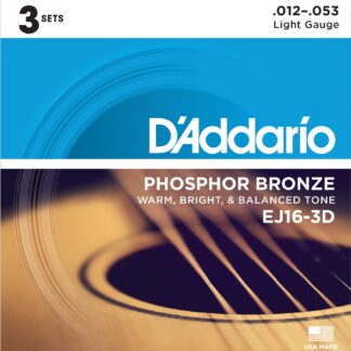 Daddario EJ16-3D Phosphor Bronze Guitarstrenge (Light 12-53) 3-Pak