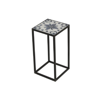 SPINDER DESIGN kvadratisk Ibiza Blacksmith hjørnebord - multifarvet keramik og stål (21x21)