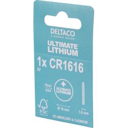 Deltaco Ultimate Lithium Battery, 3v, Cr1616 Button Cell, 1-pack - Batteri
