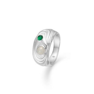 Studio Z Shell sølv ring med grønne sten - 7147836 7147836 Sølv 58