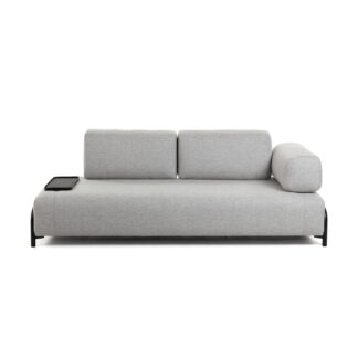 LAFORMA Compo 3 pers. sofa m. lille bakke - lysegrå stof og metal