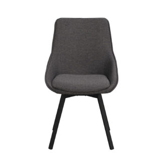 ROWICO Alison spisebordsstol m. drejelige ben og armlæn - grå stof og sort metal